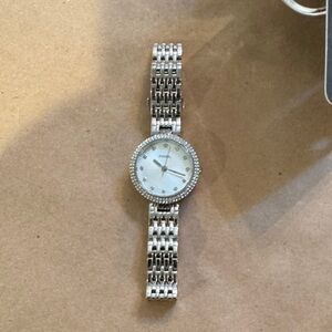 Fossil Silver-Tone Watch with Textured Bezel